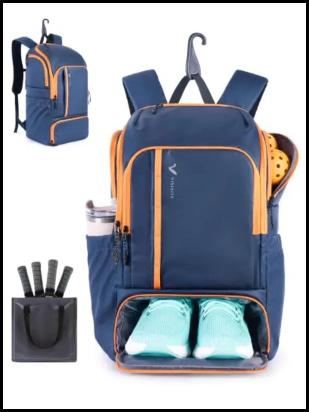 Pickleball Backpack with Detachable Paddle Sleeve, Large Capacity Sports Bag